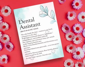 Dental Assistant Gift for Dental Assistant Week Gift, Printable Dental Assistant Definition Poster Sign