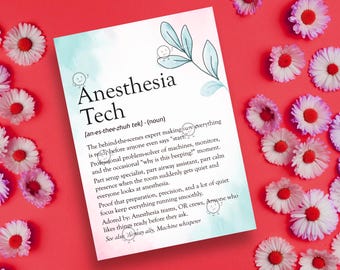 Funny Anesthesia Tech Gift for Anesthesia Tech Week Gift, Printable Anesthesia Tech Definition Poster Sign