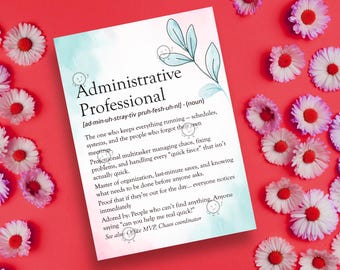 Funny Administrative Professionals Day Card, Printable Admin Professionals Definition Poster