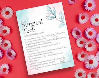 Surgical Tech Gift for Surgical Tech Week Gift, Printable Surgical Tech Week Card, Thank You Surg Tech Gift, Surgical Tech Definition Sign