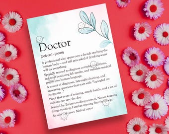Funny Doctors Gift for Doctor's Day Gift, Printable Doctor Definition Poster Sign