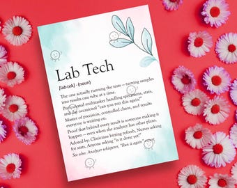 Funny Lab Tech Appreciation Card, Printable Lab Week Gift, Lab Tech Definition Poster