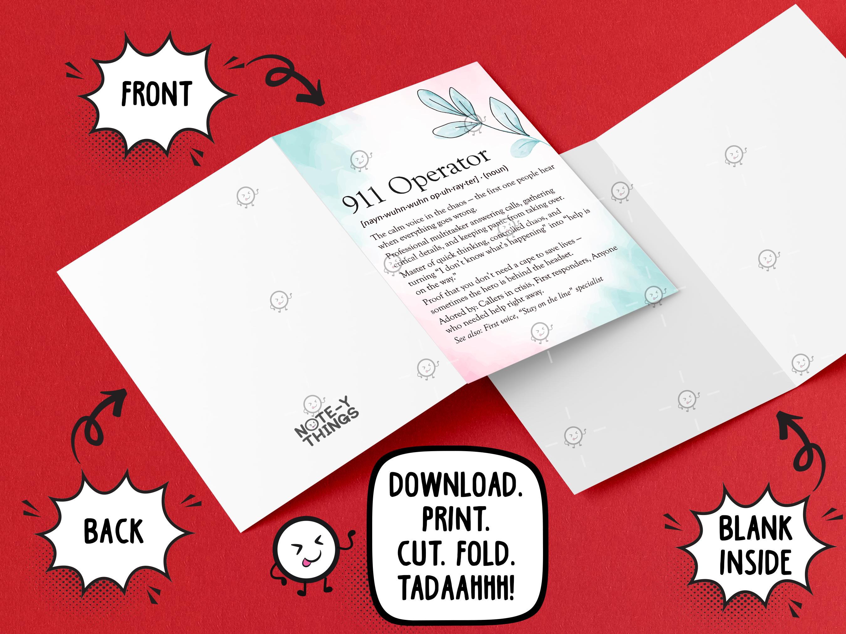 Funny 911 Operator Card, Printable Dispatchers Gift, Public Safety ...