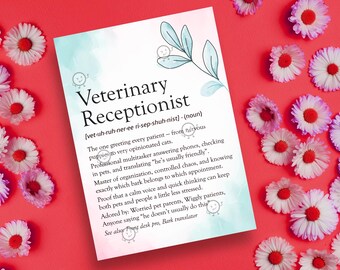 Funny Veterinary Receptionist Week Gift, Printable Vet Receptionists Definition Poster