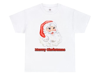 Retro Santa Frohe Weihnachten Heavy Cotton T-Shirt