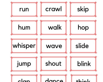 Verb Praxis/Kommando Karten/Montessori Printable