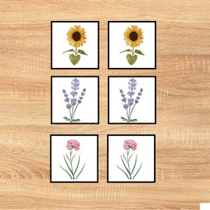 Juego de memoria de flores/Flores a juego imprimibles