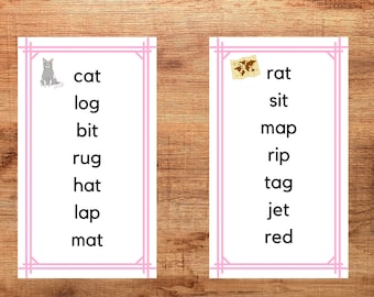 Montessori Phonetische Karten / 3 Buchstaben phonetische Wörter/Printable