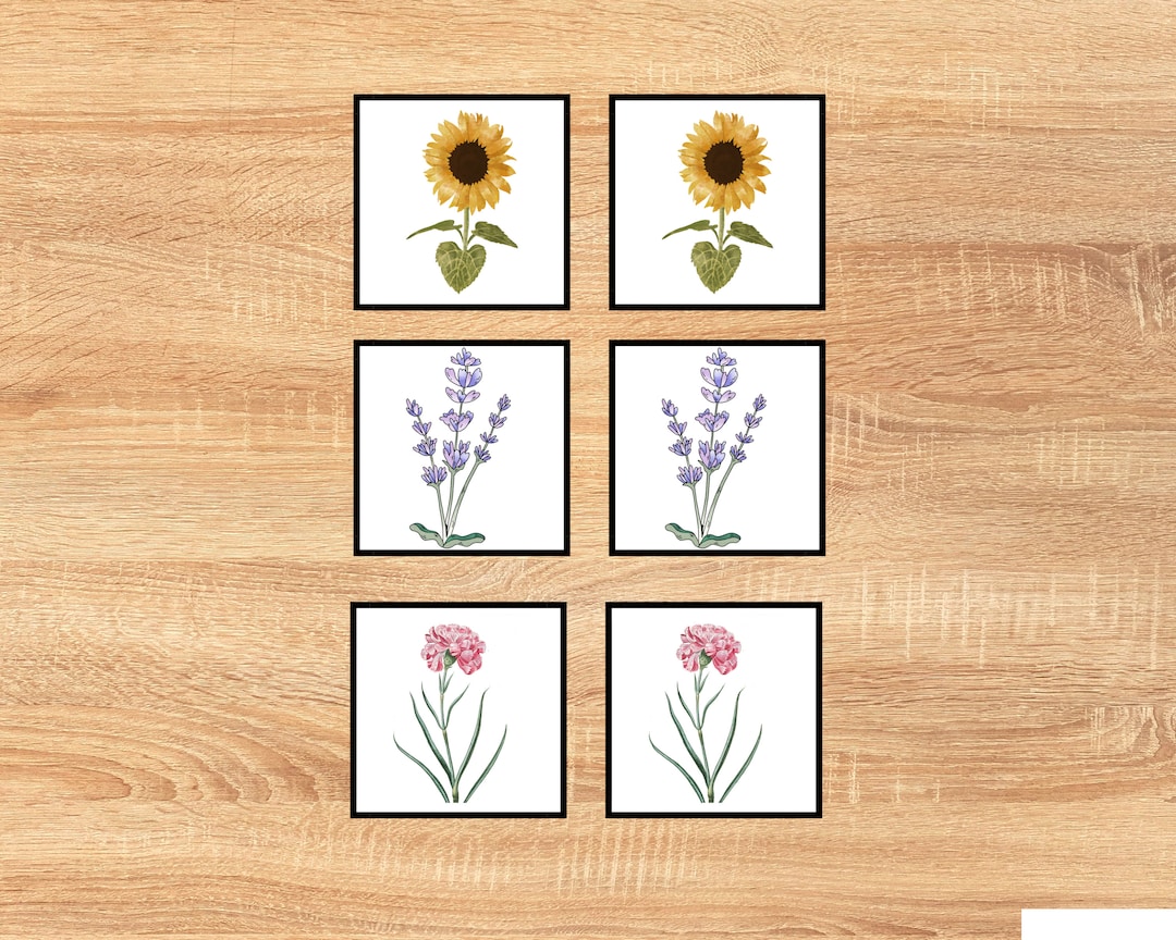 Flower Memory Game/printable Matching Flowers Etsy