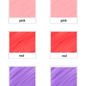 Couleurs de cartes en 3 parties / Étiquettes de couleur Montessori