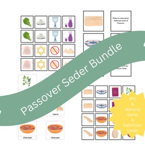 Zestaw Seder Paschalny/Montessori3pc/Gra pamięciowa/Karty definicji
