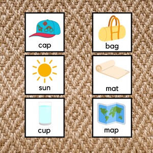 Lecture phonétique Montessori/mots phonétiques de 3 lettres/Imprimable Montessori
