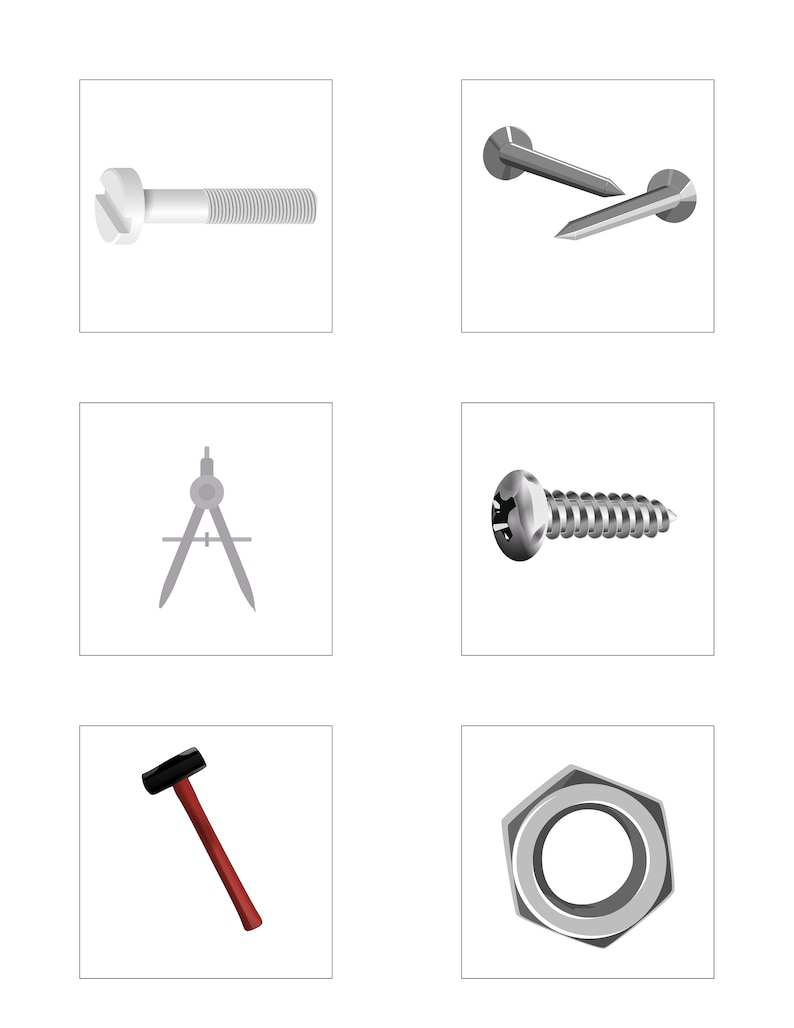 Tool Nomenclature Cards/montessori Classified Cards/printable Etsy