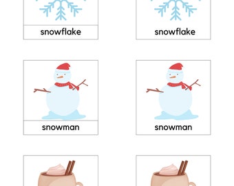 Montessori Schnee Tag 3 Teil Karten/Winter Printable/Montessori Karten