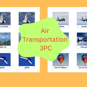 Paquete Montessori Land Air & Water / Tarjetas de tres partes / Clasificación / Transporte