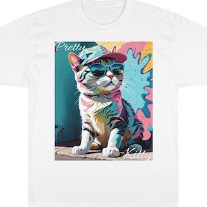 Colorful Pretty Kitty T-Shirt, Cute Cat Tee, Animal Lover Gift, Graphic Tee, Colorful Shirt
