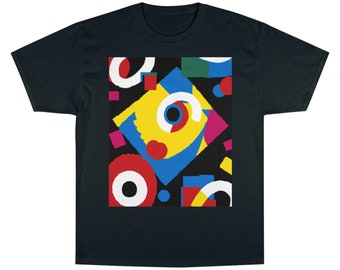 T-shirt graphique élégant avec oeuvres d'art abstraites colorées pour hommes et femmes T-shirt champion de coupe classique avec impression d'art abstrait amusant