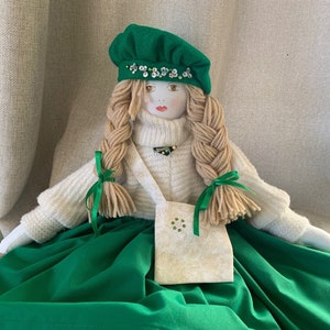 Handmade cloth doll, one of a kind, St. Patrick&#39;s Day Patti
