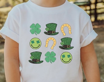 Happy Face Kleeblatt T-Shirt, St Patricks Day Tshirt, Vintage St Patricks Shirt, Kinder Shirt, St Patricks Jugend T-Shirt, St. Paddys Day, St. Pattys