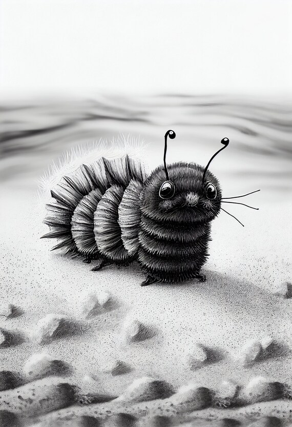 más Educación escolar capítulo Beachy Bliss: A Black & White Baby Caterpillar Adventure - Etsy