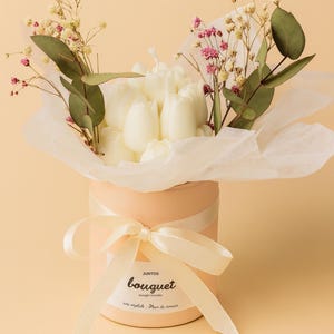 Bougie florale moulée – Pot rose – Cadeau romantique ou cérémonie – Fleurs séchées, parfum au choix – Fête des mères – Fait main France