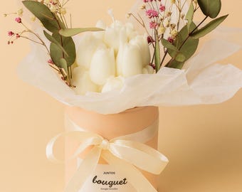 Molded Floral Candle – Pink Pot – Romantic or Ceremony Gift – Dried Flowers, Choice of Fragrance – Mother’s Day – Handmade in France