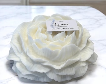 Big Rose sculpted candle – 465g vegetable wax flower – Choice of fragrance – Mother’s Day, wedding or decorative gift – Handmade in France