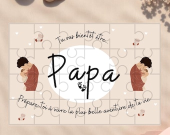 Pregnancy announcement puzzle “You’re going to be a dad” – 24 pieces – Postcard format – Gift for future dad – Free pouch – Easel option
