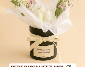 Personalized bouquet candle – Black pot, dried flowers, fragrance of your choice – Godfather gift, Father’s Day, wedding – Handmade in France