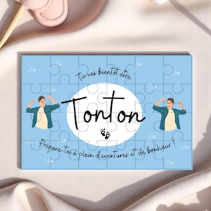 Puzzle annonce grossesse “Tu vas être Tonton” – Idée originale 24 pièces 10x15 cm – Pochon offert – Option chevalet – Cadeau futur tonton