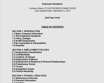 Complete Employee Handbook with Appendix