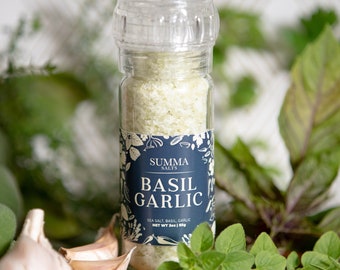 Basil Garlic Salt - Sea Salt infused with fresh Basil and Garlic