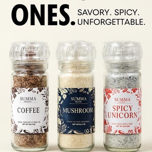 The Bold Ones – 3-Jar Gourmet Salt Gift Set | Coffee, Mushroom & Spicy Unicorn Flavored Sea Salts | Savory, Spicy, Small-Batch Artisan Gift