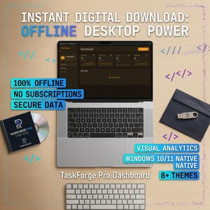 TaskForge Pro Desktop To Do List App for Windows Offline Task Manager & Productivity Dashboard Custom Themes No Subscription Software