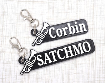 Personalized Trumpet Keychain: Custom Musical Instrument Bag Tag