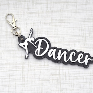 Etiqueta de bolsa de baile-Danza personalizada-Regalos de danza-Etiqueta de nombre de danza-Etiqueta de bolsa de equipo de danza-Tirador de cremallera de danza-Llavero de danza-Regalo de nombre personalizado de danza