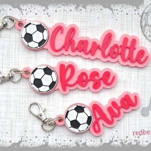 Porte-nom personnalisé football filles-étiquette de sac de football-cadeau entraîneur de football-cadeau équipe de football-porte-clé football-cadeau étiquette de bouteille d'eau de football