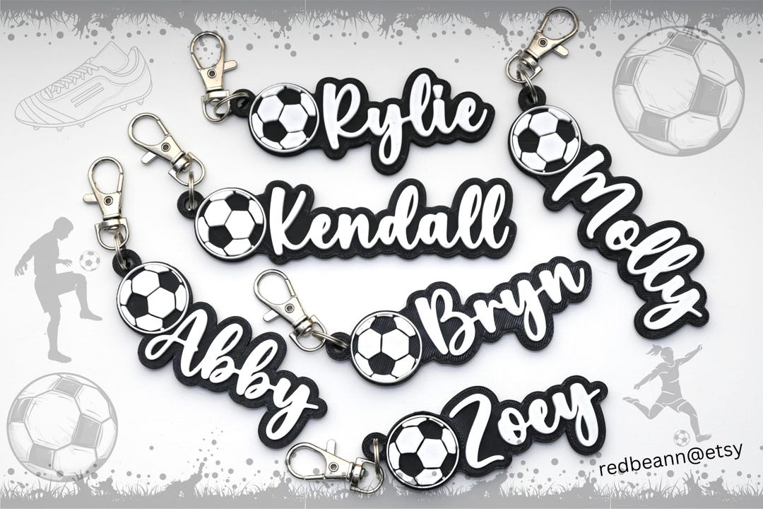 Personalized Girls Soccer Bag Name Tag-soccer Keychain-soccer Team Gift ...