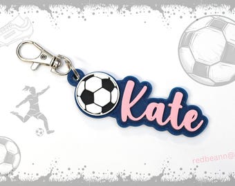 Girls Soccer name tag-Girls Soccer bag tag personalized-Soccer Coach gift-Soccer team gift-Soccer Keychain-Soccer water bottle tag gift