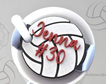 Personalized Volleyball Tumbler Tag: Stanley Cup Name Plate