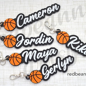 Basketball name bag tag-Team sport bag tag-Basketball gift tag-Basketball basket gift-Basketball Girls boys gift ideas-Basketball Coach gift