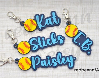 Softball bag tag, Softball team gift, Softball backpack tag, Team sports gift tag, Softball coach gift-personalized Softball, Sports gift