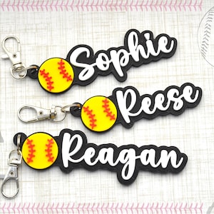 Personalized Softball Bag Tag – Custom Name & Number Softball Backpack ID – Fastpitch Team Gift for Girls–Team Sports Luggage Tag-Coach gift