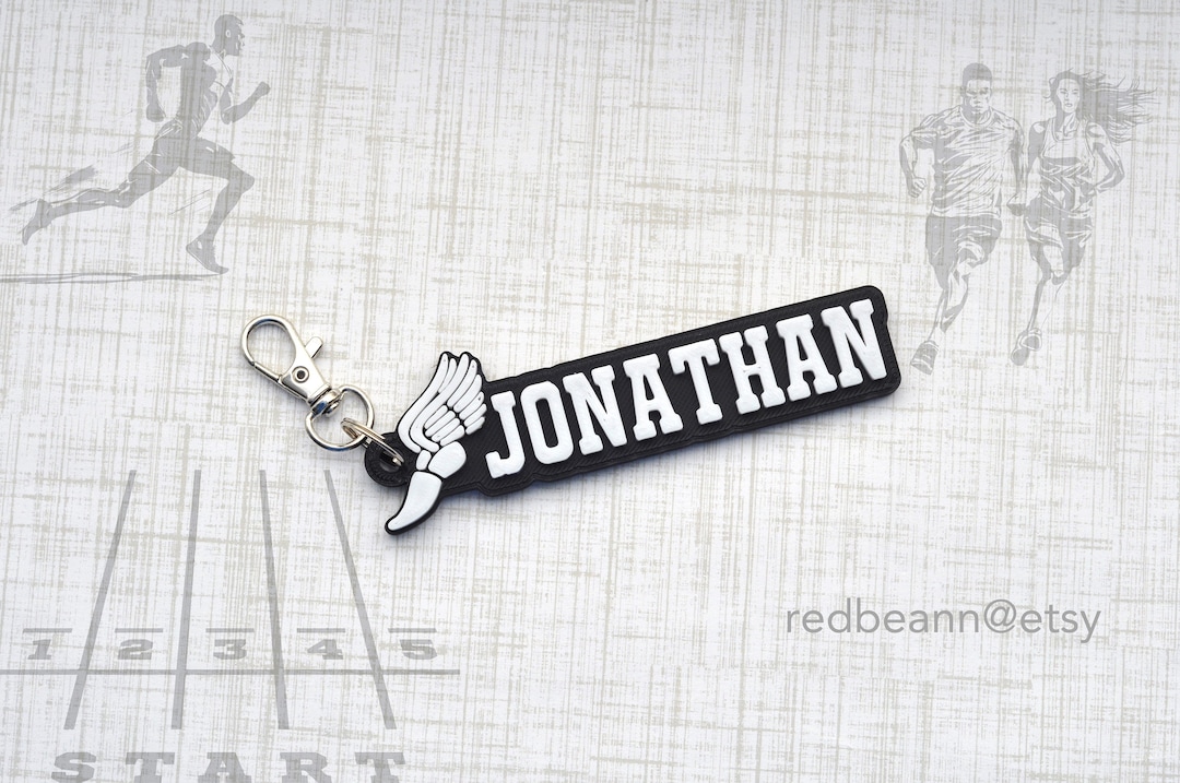 Personalized Track and Field Bag Name Tag Keychaintrack and Field