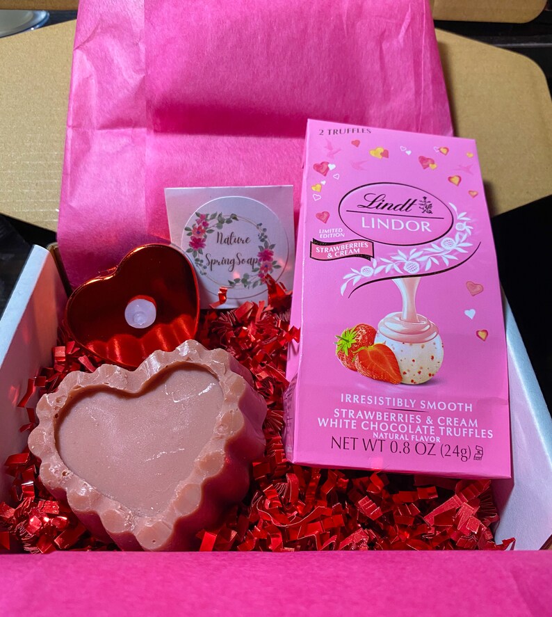 Heart Soap Valentine Gift Box for Her, Anniversary, Homemade Heart