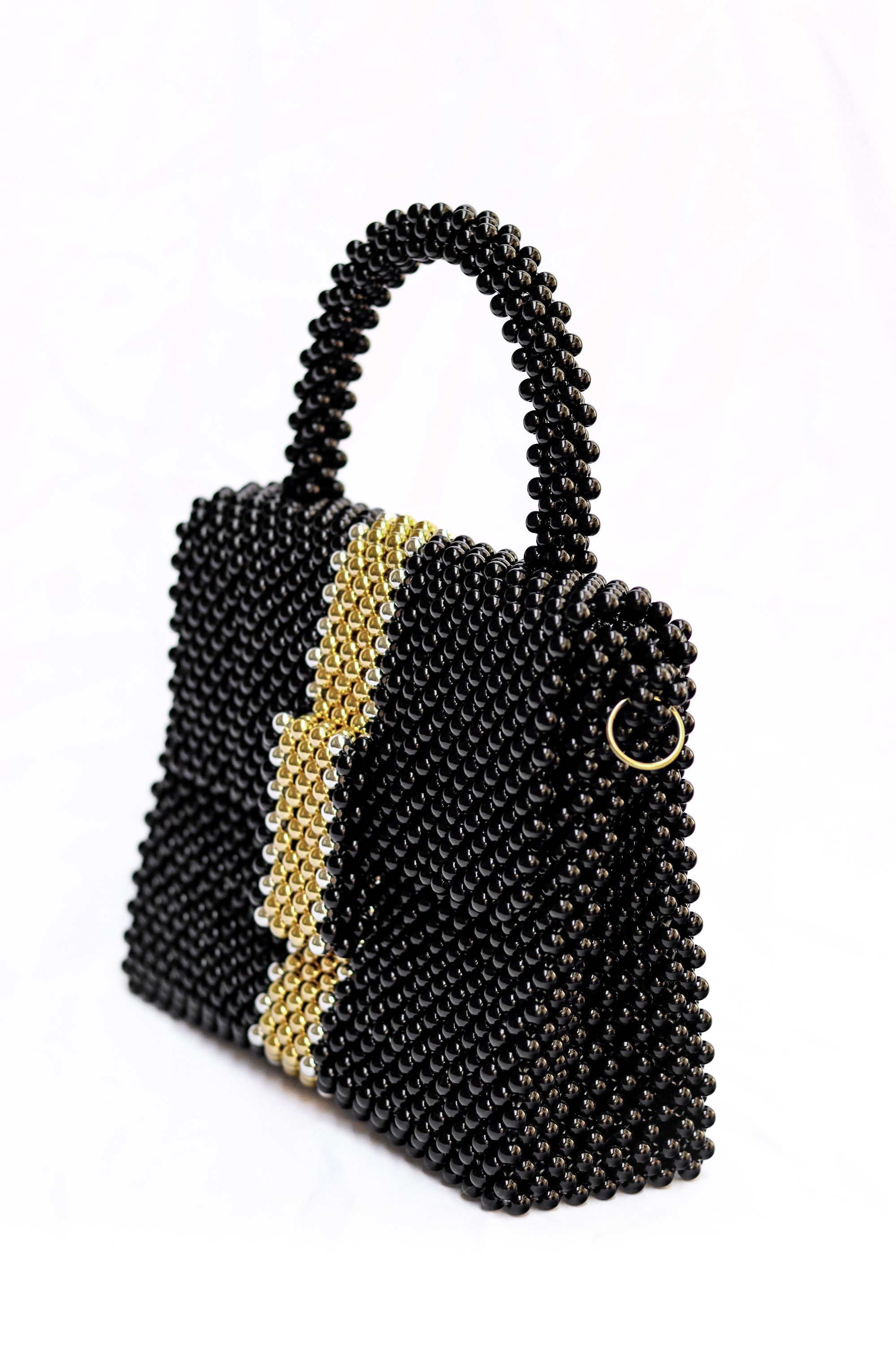 Black Pearl Bag Black Purse Black Faux Pearl Bag Womens Bag - Etsy