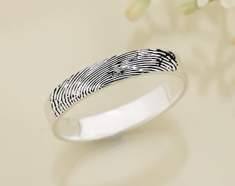 Actual Fingerprint Ring, Personalized Fingerprint Ring, Eternity Ring, Wedding Band, Minimalist Ring, Gift For Her, Mother's Day Gift