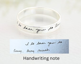 Personalized Handwriting Ring, Actual Handwriting Ring, Minimalist Ring, Eternity Ring, Memorial Gift, Mothers Day Gift, Gift For Her