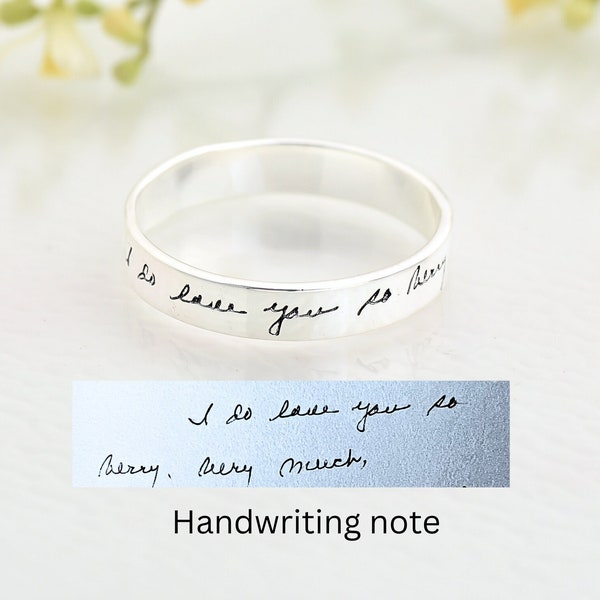 Personalized Handwriting Ring, Actual Handwriting Ring, Minimalist Ring, Eternity Ring, Memorial Gift, Mothers Day Gift, Gift For Her