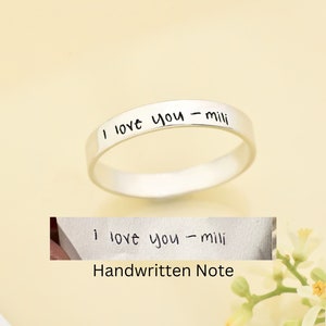 Custom Handwriting Ring, Personalize Engrave Silver Ring, Memorial Gift For Her, Handwriting Jewelry, Gift For Him